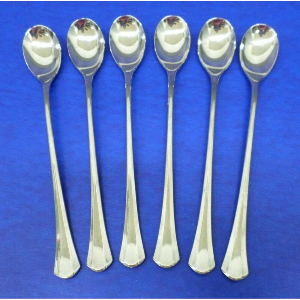 6 - International IMI11 Glossy Stainless KOREA Flatware 7 5/8" ICED TEA SPOONS